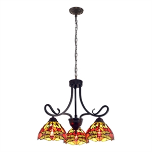 Chloe Lighting Empress Dragonfly 3-Light Glass Mini Chandelier in Multi-Color