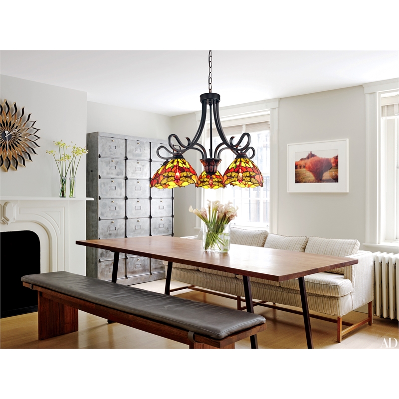 Chloe Lighting Empress Dragonfly 5-Light Glass Large Chandelier in Multi-Color