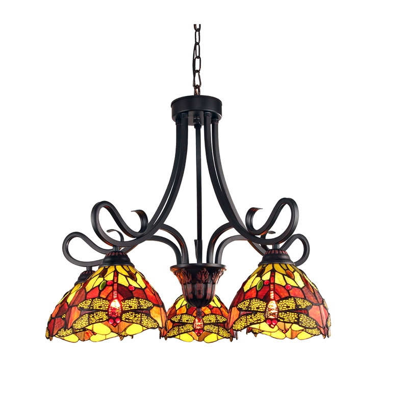 Chloe Lighting Empress Dragonfly 5-Light Glass Large Chandelier in Multi-Color