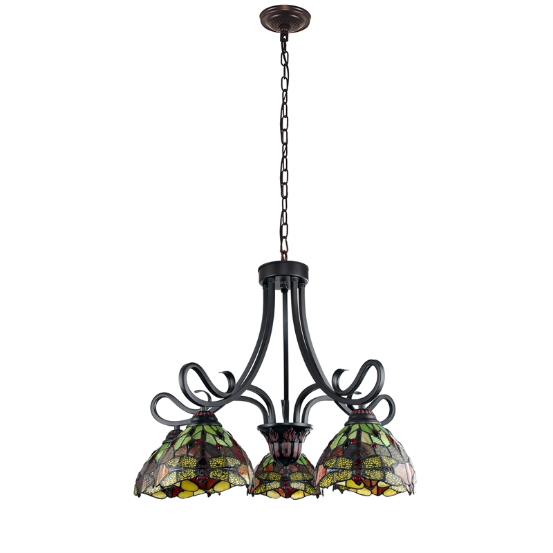 Chloe Lighting Empress Dragonfly 5-Light Glass Large Chandelier in Multi-Color