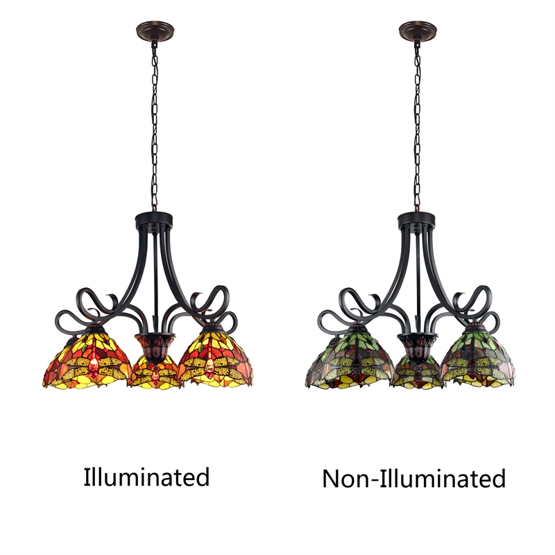 Chloe Lighting Empress Dragonfly 5-Light Glass Large Chandelier in Multi-Color