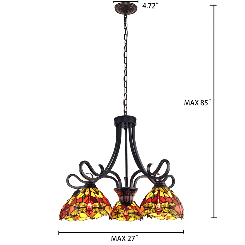 Chloe Lighting Empress Dragonfly 5-Light Glass Large Chandelier in Multi-Color