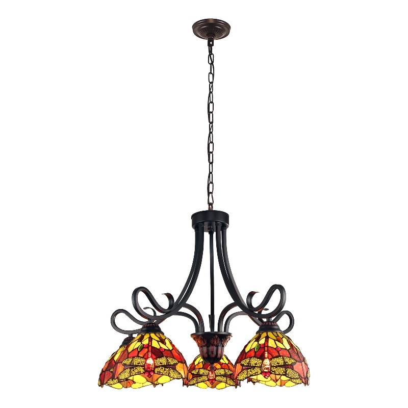 Chloe Lighting Empress Dragonfly 5-Light Glass Large Chandelier in Multi-Color