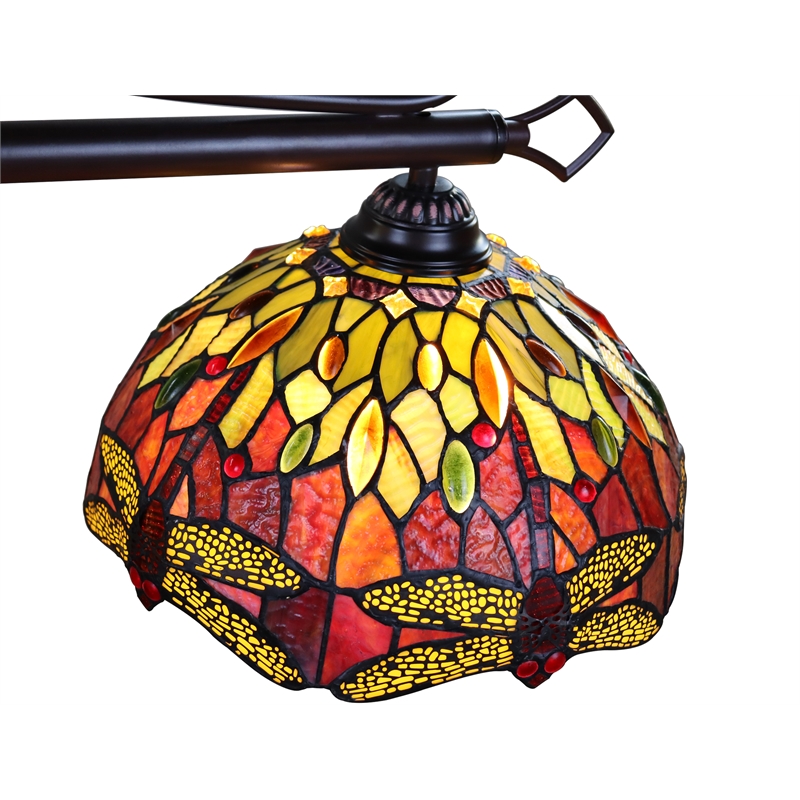 Chloe Lighting Empress Dragonfly 3-Light Glass Island Pendant in Dark Bronze