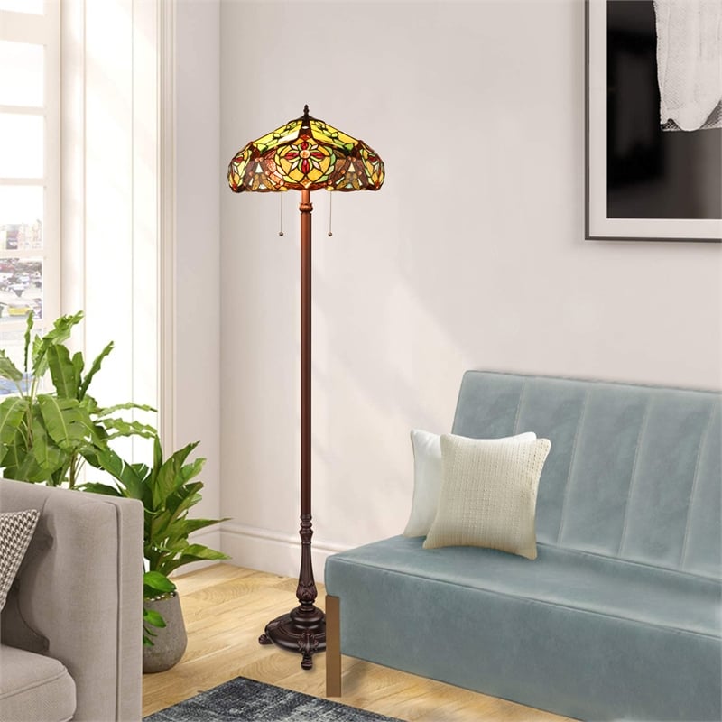 Chloe Lighting Cora Victorian 2-Light Metal Floor Lamp in Dark Bronze