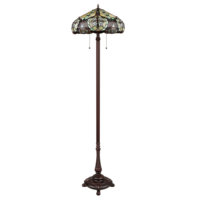 Chloe Lighting Cora Victorian 2-Light Metal Floor Lamp in Dark Bronze