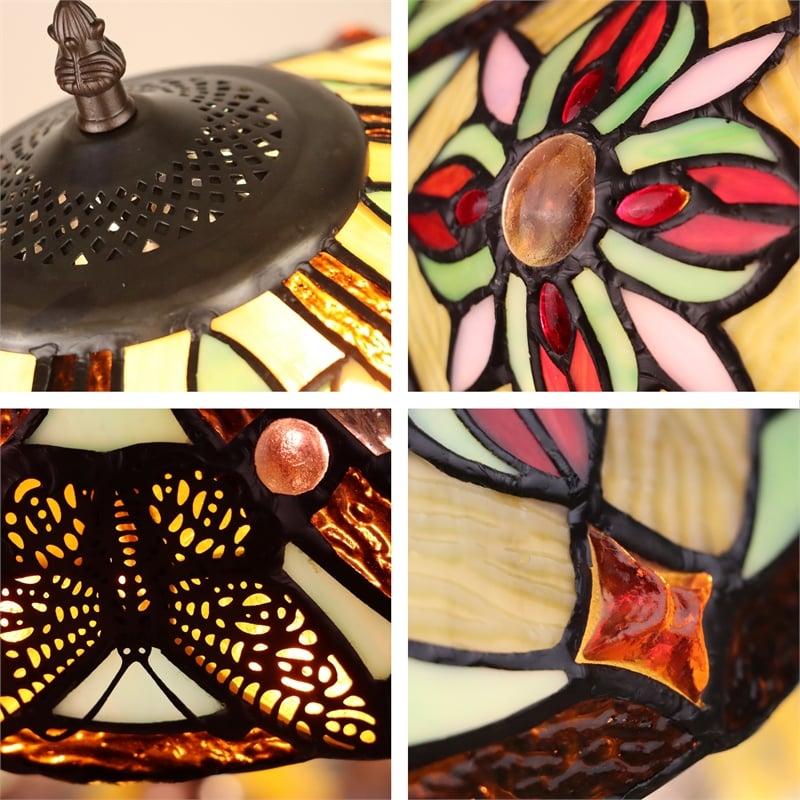 Chloe Lighting Cora Victorian 2-Light Glass/Metal Table Lamp in Multi-Color