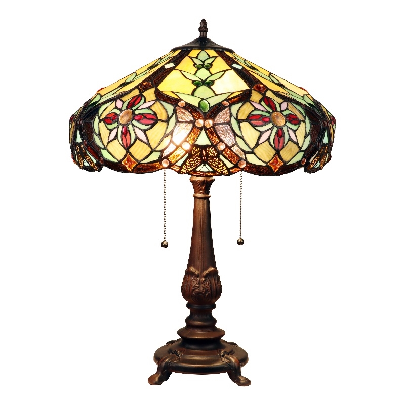 Chloe Lighting Cora Victorian 2-Light Glass/Metal Table Lamp in Multi-Color