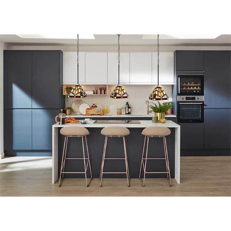 Chloe Lighting Vincent Mission 1-Light Glass Mini Pendant in Blackish Bronze