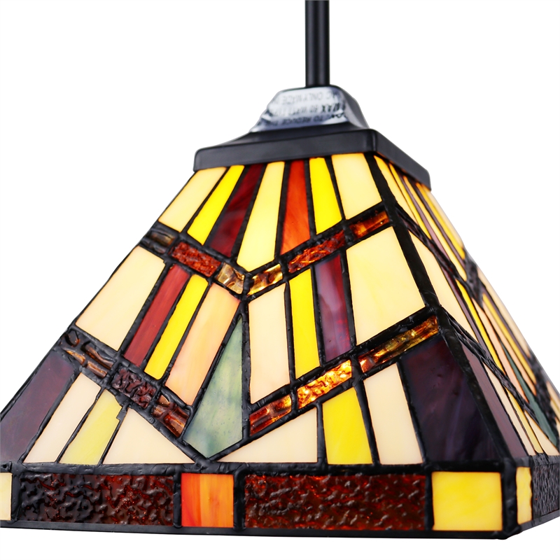 Chloe Lighting Vincent Mission 1-Light Glass Mini Pendant in Blackish Bronze