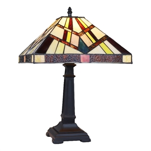 chloe lighting vincent mission 1-light glass table lamp in multi-color