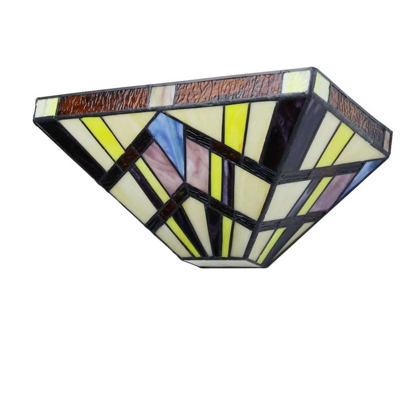 Chloe Lighting Vincent Mission 1-Light Glass Wall Sconce in Multi-Color