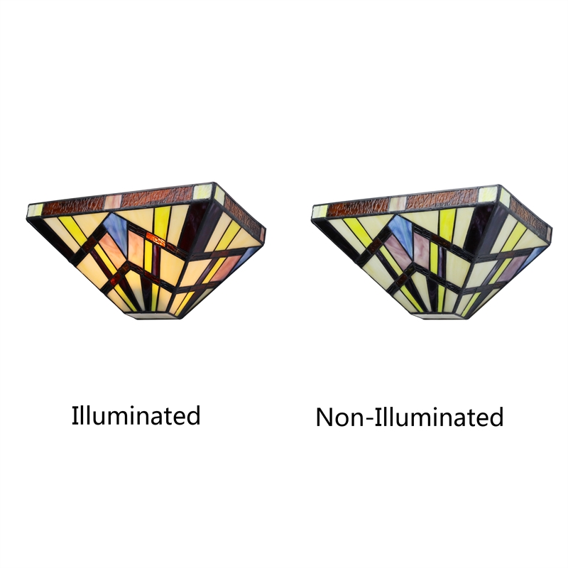Chloe Lighting Vincent Mission 1-Light Glass Wall Sconce in Multi-Color