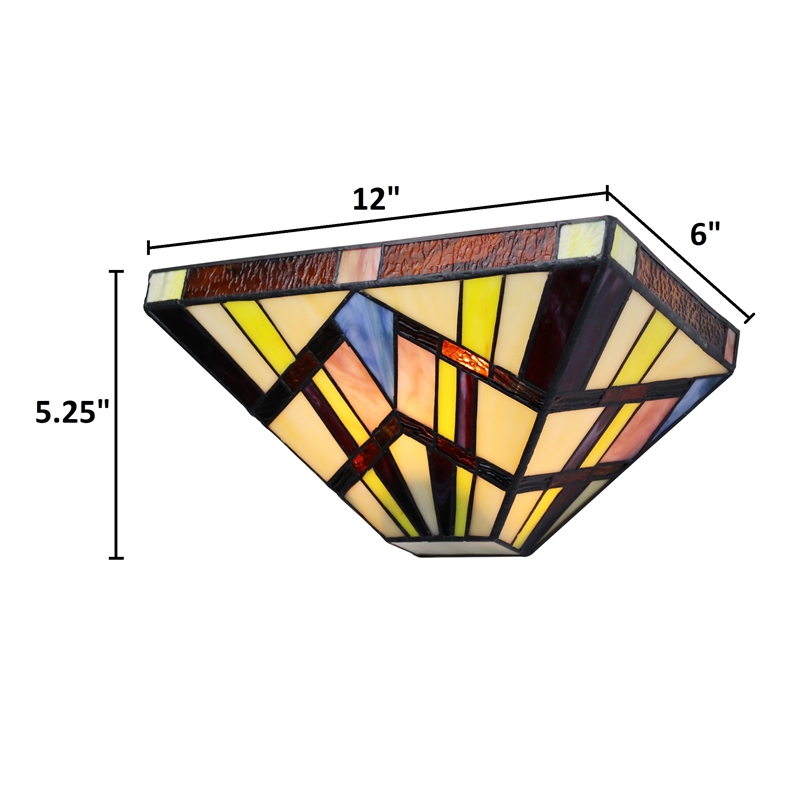 Chloe Lighting Vincent Mission 1-Light Glass Wall Sconce in Multi-Color