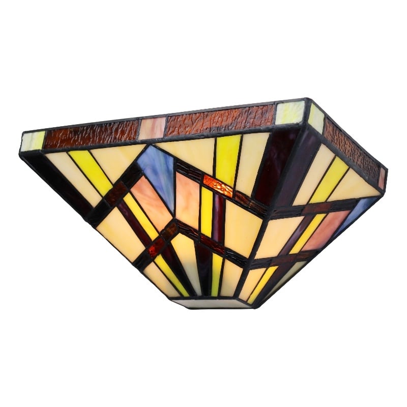 Chloe Lighting Vincent Mission 1-Light Glass Wall Sconce in Multi-Color