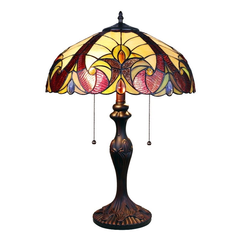Chloe Lighting Adia Victorian 2-Light Glass/Metal Table Lamp in Dark Bronze