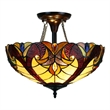 Chloe Lighting Adia Victorian 2-Light Glass Semi Flush Fixture in Dark Bronze