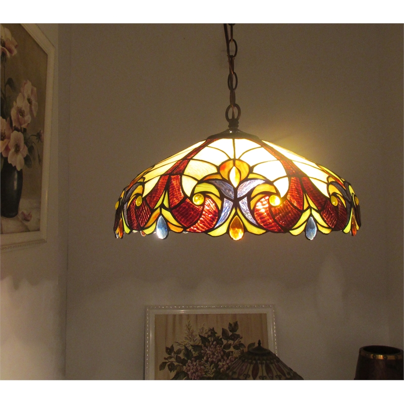 Chloe Lighting Adia 2-Light Glass Hanging Pendant Fixture in Multi-Color