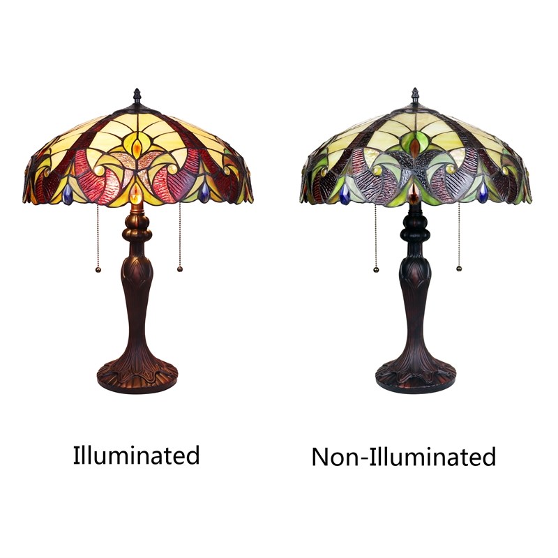 Chloe Lighting Adia Victorian 2-Light Glass & Metal Table Lamp in Dark Bronze