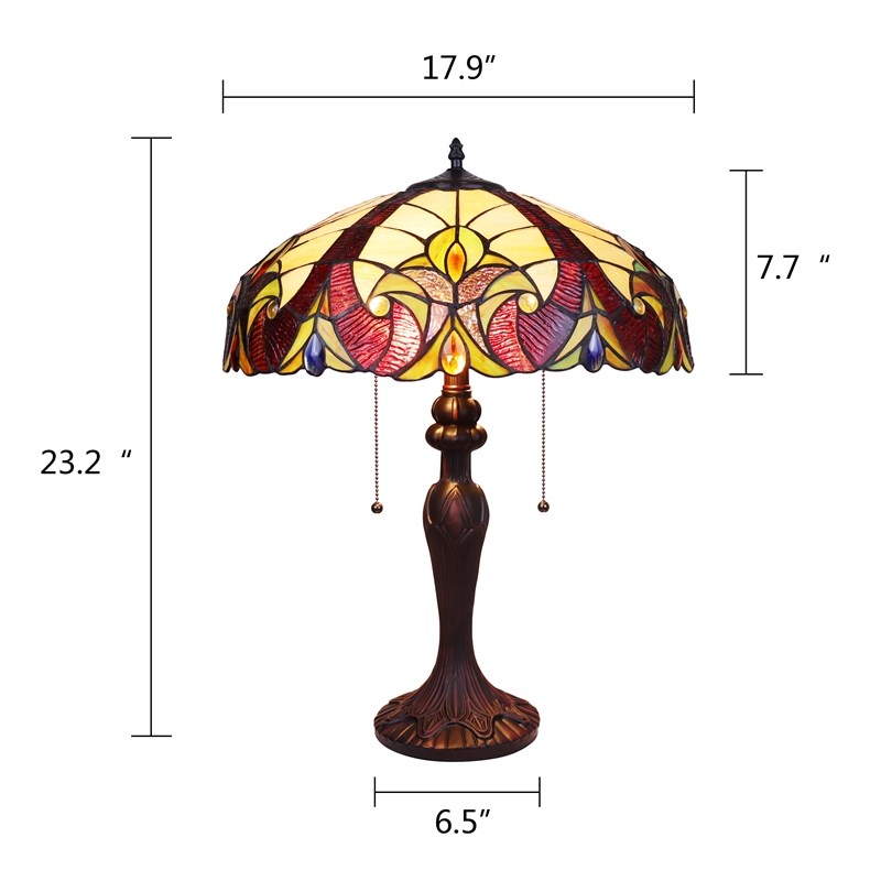 Chloe Lighting Adia Victorian 2-Light Glass & Metal Table Lamp in Dark Bronze