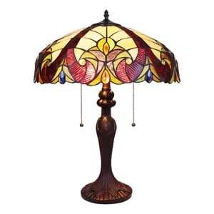 Chloe Lighting Adia Victorian 2-Light Glass & Metal Table Lamp in Dark Bronze