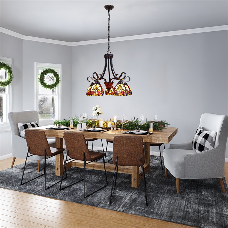 Chloe Lighting Adia Victorian 5-Light Glass Large Chandelier in Dark Bronze