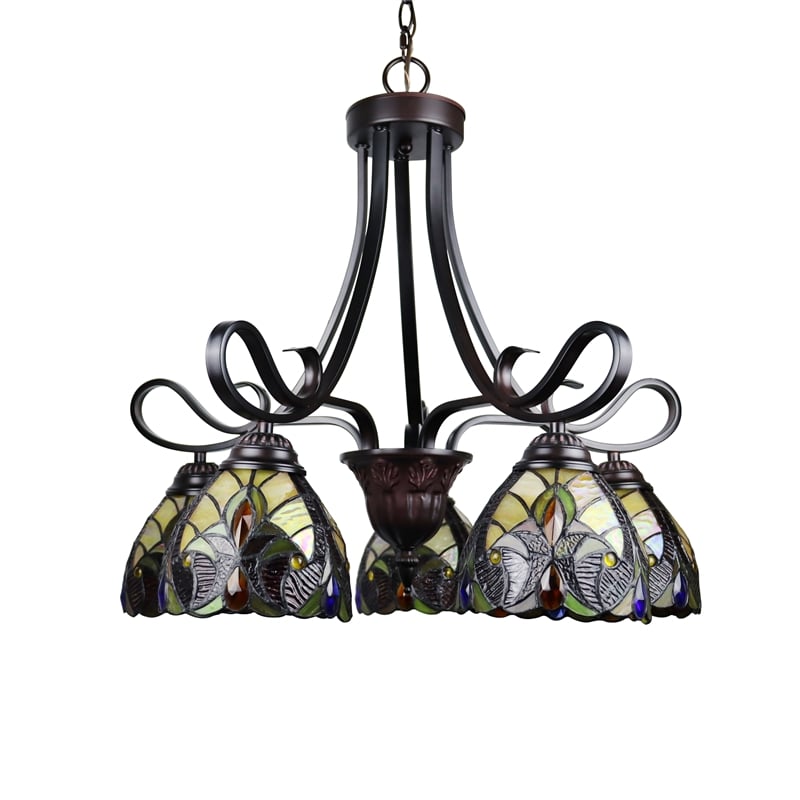 Chloe Lighting Adia Victorian 5-Light Glass Large Chandelier in Dark Bronze