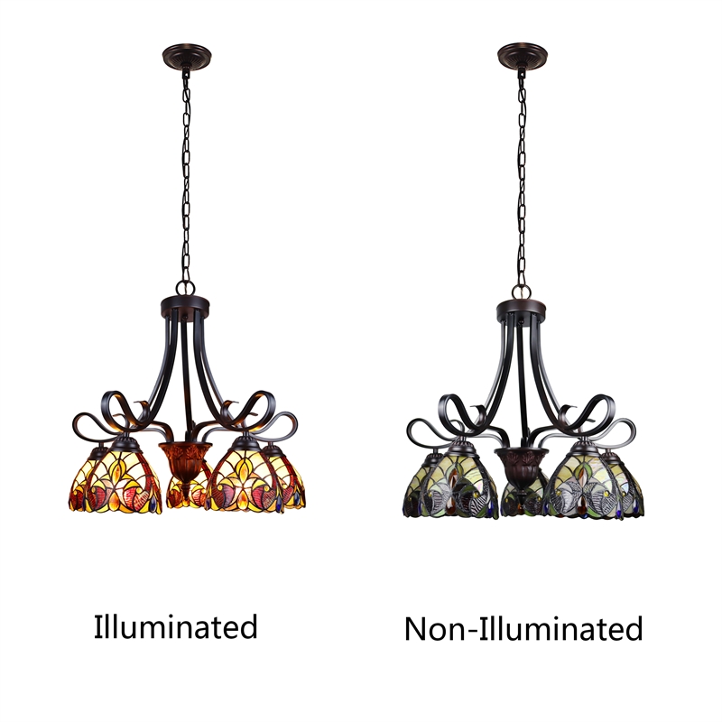 Chloe Lighting Adia Victorian 5-Light Glass Large Chandelier in Dark Bronze