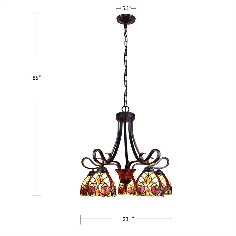 Chloe Lighting Adia Victorian 5-Light Glass Large Chandelier in Dark Bronze