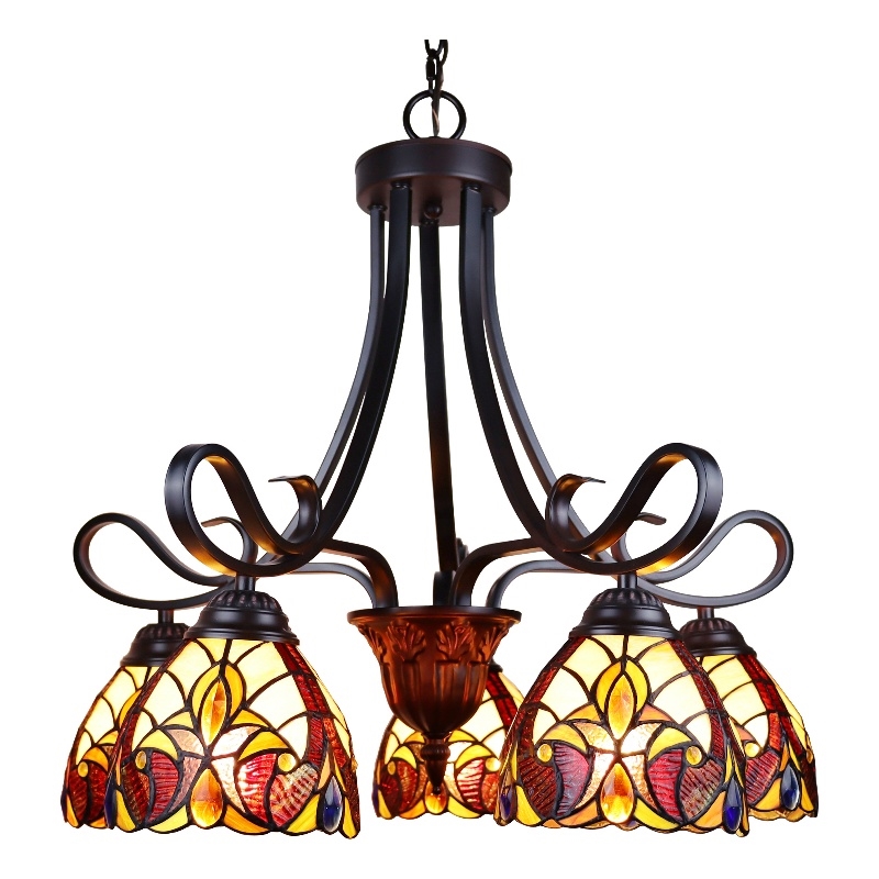 Chloe Lighting Adia Victorian 5-Light Glass Large Chandelier in Dark Bronze