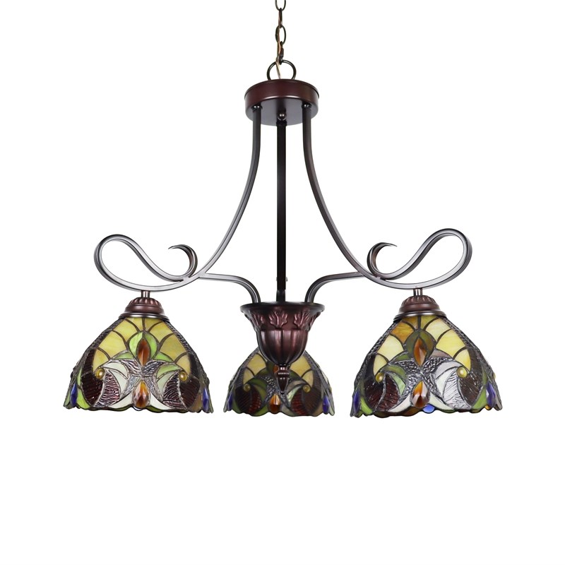 Chloe Lighting Adia Victorian 3-Light Glass Mini Chandelier in Dark Bronze