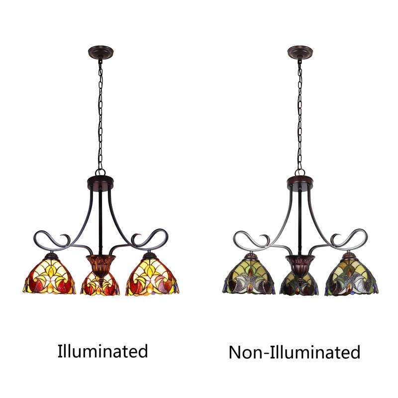 Chloe Lighting Adia Victorian 3-Light Glass Mini Chandelier in Dark Bronze