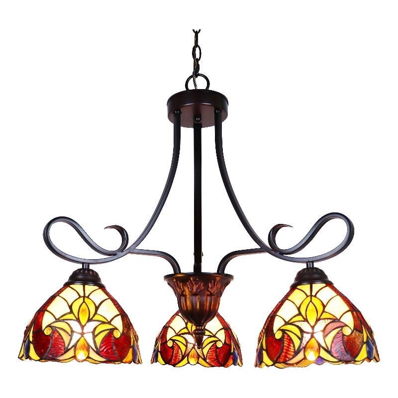 Chloe Lighting Adia Victorian 3-Light Glass Mini Chandelier in Dark Bronze