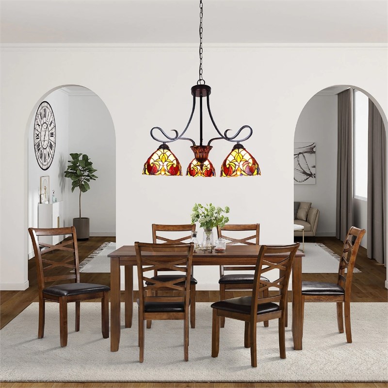 Chloe Lighting Adia Victorian 3-Light Glass Mini Chandelier in Dark Bronze