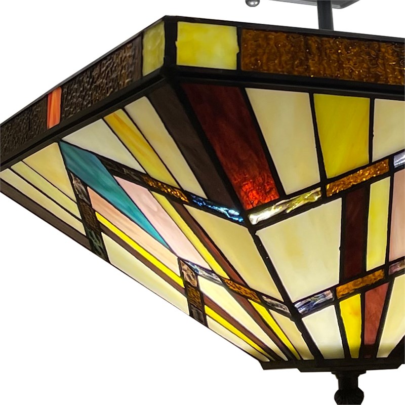 Chloe Lighting Vincent Mission 2-Light Glass Semi-Flush Light in Multi-Color