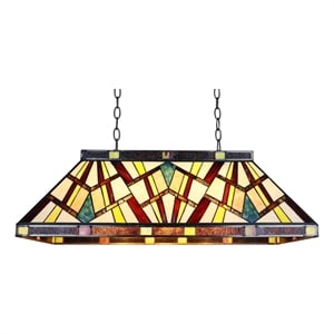 chloe lighting vincent mission 3-light glass island pendant in multi-color