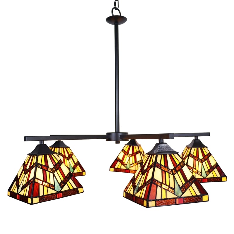 Chloe Lighting Vincent Mission 5-Light Glass Chandelier in Multi-Color