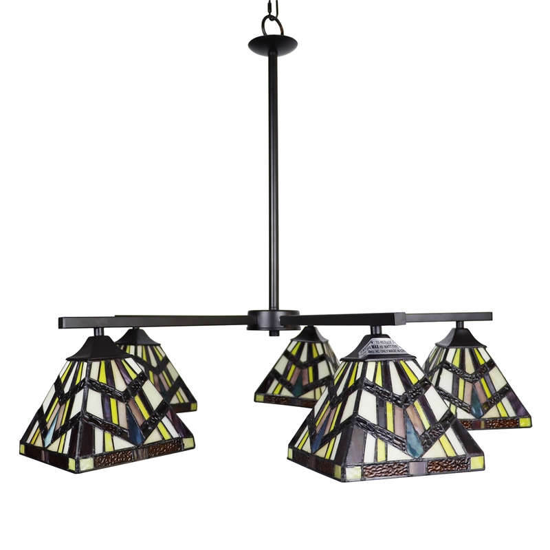 Chloe Lighting Vincent Mission 5-Light Glass Chandelier in Multi-Color