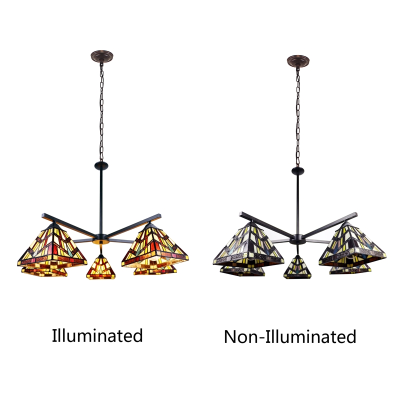 Chloe Lighting Vincent Mission 5-Light Glass Chandelier in Multi-Color