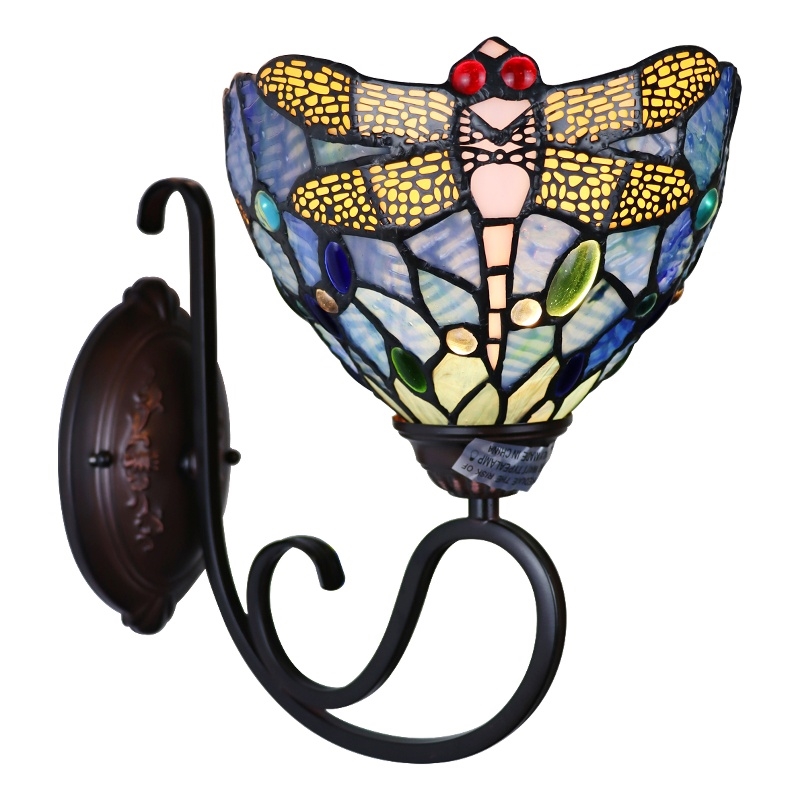 Chloe Lighting Sunniva Dragonfly 1-Light Glass Wall Sconce in Dark Bronze