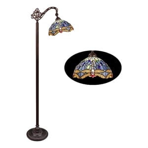 Chloe Lighting Sunniva Dragonfly 1-Light Metal Reading Floor Lamp in Bronze