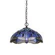 Chloe Lighting Sunniva Dragonfly 3-Light Glass Ceiling Pendant in Bronze/Blue