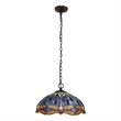 Chloe Lighting Sunniva Dragonfly 3-Light Glass Ceiling Pendant in Bronze/Blue
