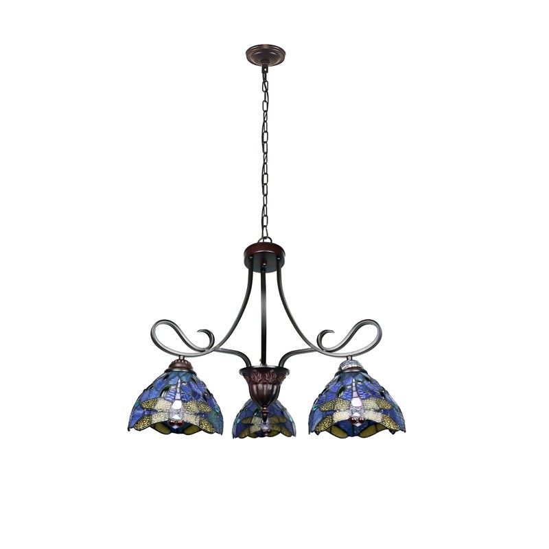 Chloe Lighting Sunniva Dragonfly 3-Light Glass Chandelier in Multi-Color