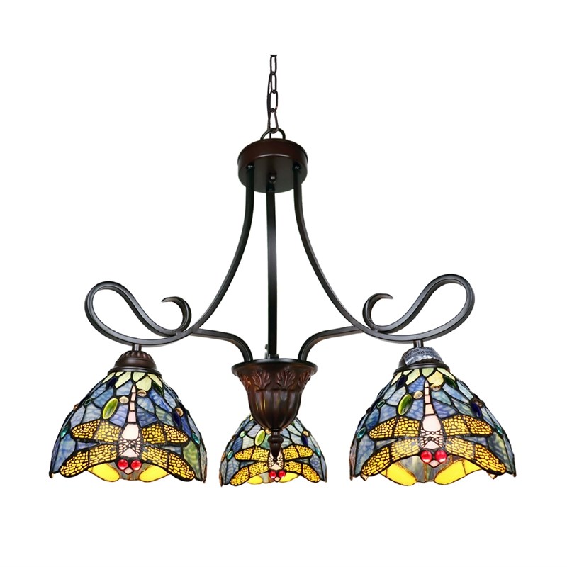 Chloe Lighting Sunniva Dragonfly 3-Light Glass Chandelier in Multi-Color