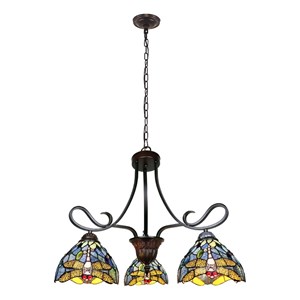 Chloe Lighting Sunniva Dragonfly 3-Light Glass Chandelier in Multi-Color