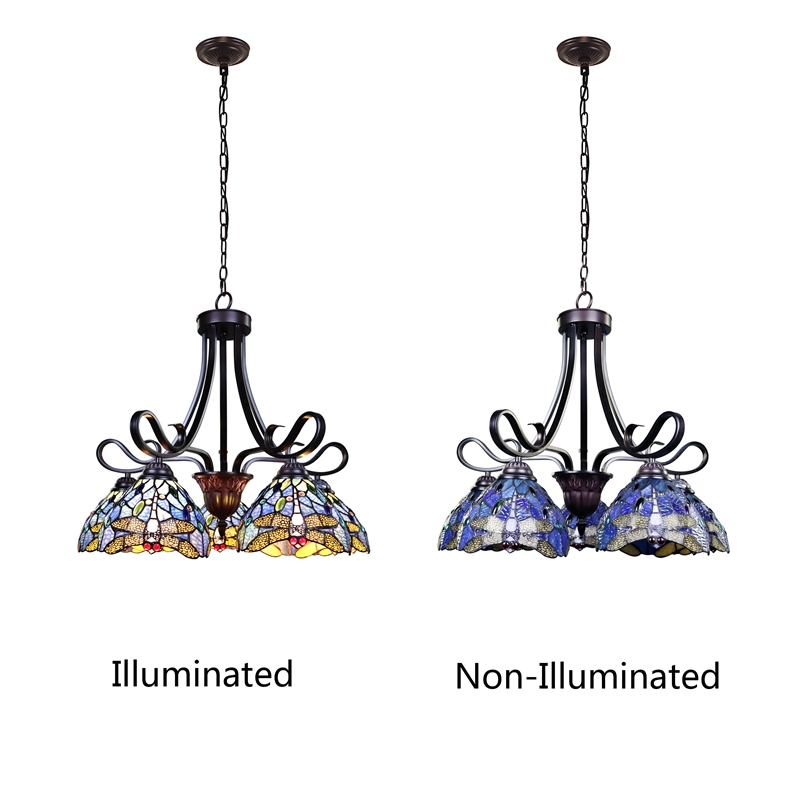 Chloe Lighting Sunniva Dragonfly 5-Light Glass Chandelier in  Multi-Color