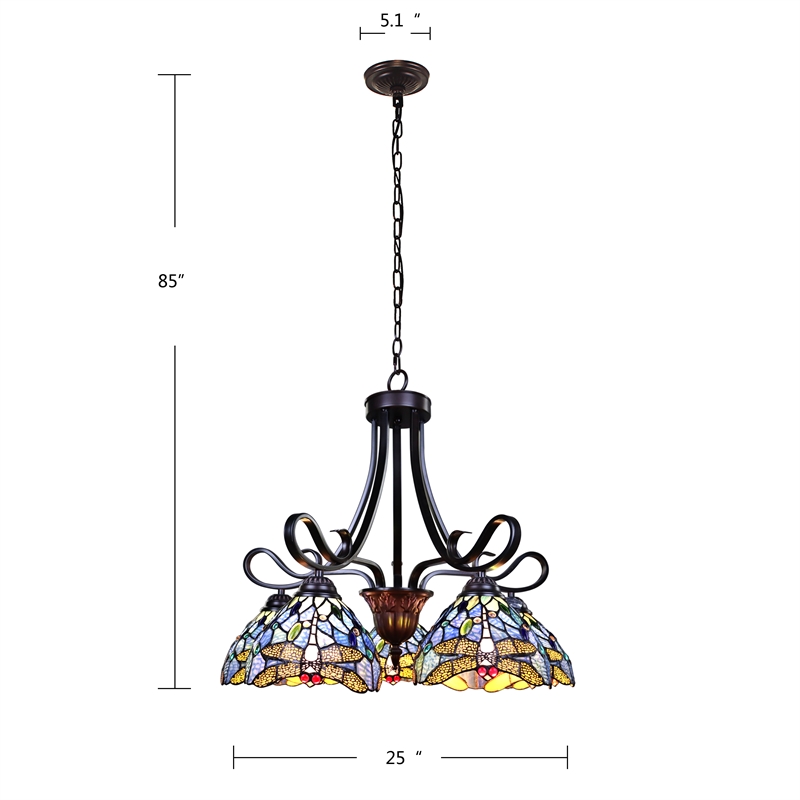 Chloe Lighting Sunniva Dragonfly 5-Light Glass Chandelier in  Multi-Color