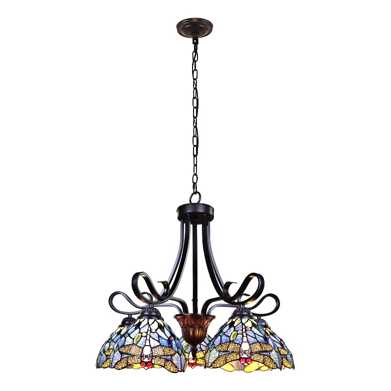 Chloe Lighting Sunniva Dragonfly 5-Light Glass Chandelier in  Multi-Color