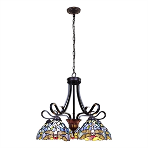 Chloe Lighting Sunniva Dragonfly 5-Light Glass Chandelier in  Multi-Color